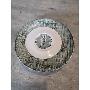 6" Currier & Ives Ox Yoke Plow & Churn Saucer Set Of  3 No Chips